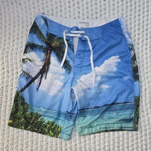 Old Navy Blue Tropical Beach Print Swim Board Shorts